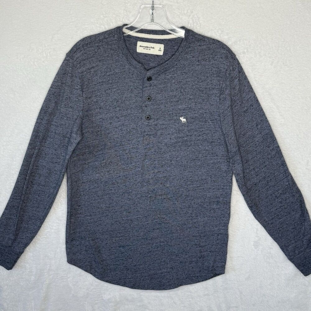 Abercrombie & Fitch Shirt Men's Small Blue Henley Soft AF Tee Long Sleeve Preppy